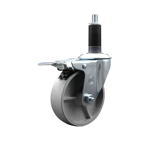 4'' Semi Steel Swivel 1-1/8'' Expanding Stem Caster Total Lock Brake